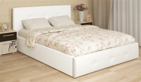 Кровать Линда с подъёмным механизмом Экокожа, 180х200 (Белая)