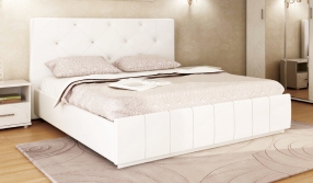 Кровать Лина без основания Экокожа, 160х200 (белая)