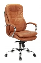 Кресло руководителя T-9950 Кожа, Металл, Рыжий Leather Ontano (кожа)/Хром (металл)