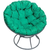 Кресло M-GROUP папасан без ротанга серое, зелёная подушка