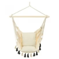 Гамак-кресло MACLAY подвесное 100х130х100 см (черные и белые кисточки)